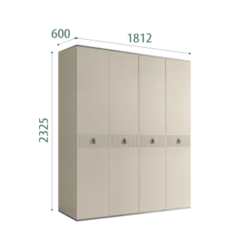 Шкаф 4-х дверный Римини СОЛО (Ваниль/Серебро) РМШ2/4(s)