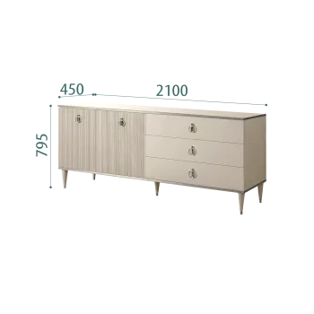 Комод для гостиной 2.1м Римини СОЛО (Ваниль/Серебро) РМКМ-5(s)