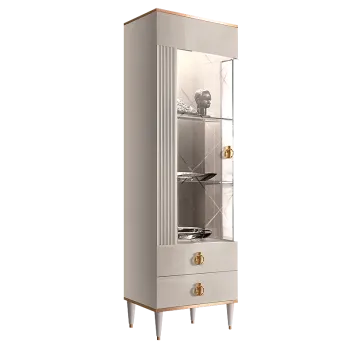 Витрина 1-ств. Римини СОЛО (Белый/Золото) (Левая) РМВ1-1С(s)