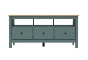 Тумба ТВ Сага, 3 ящика, 131х42х63 см, темно-бирюзовая/ясень