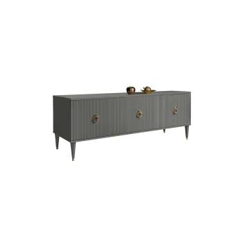 Тумба под телевизор (3 двери) Римини СОЛО (Серый/Золото) РМТ-2(s)