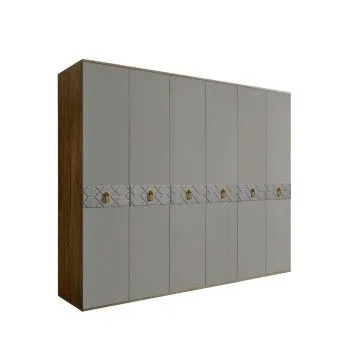 Шкаф 6-ти дв. Bogemia Woodline Fa (Серый/Золото) БМШ2/6(Fa)