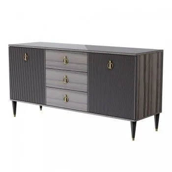 Комод для гостиной 1.6м Римини СОЛО (Орех империя/Золото) РМКМ-4(s)