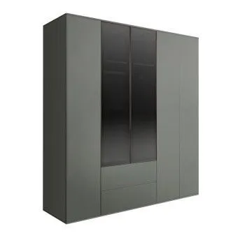 Шкаф 5-ти дв. с ящиками Bogemia Air (Серый/Черный) БМШ2/52(2)