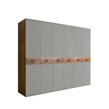 Шкаф 6-ти дв. Bogemia Woodline Wood Fi (Серый/Хром) БМШ2/6(Wo)