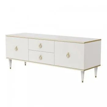 Тумба под телевизор Римини (Белый/Золото) РМТ-3