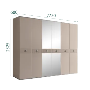 Шкаф 6-ти дверный с зеркалом Римини СОЛО (Мокка/Серебро) РМШ1/6(s)