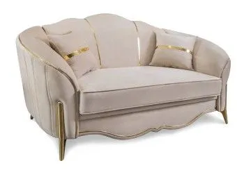 Диван Лара 2х местный бежевый золото