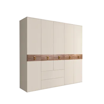 Шкаф 5-ти дверный с ящиками, Bogemia Wood Fa (Слоновая кость/Золото) БМШ2/51(Wo)