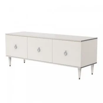 Тумба под телевизор (3 двери) Римини (Слоновая кость/Серебро) РМТ-2