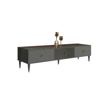 Тумба под телевизор 3 ящика Римини СОЛО (Серый/Золото) РМТ-4(s)