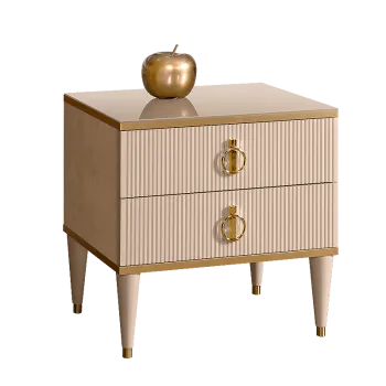 Тумба прикроватная 2 ящика Римини СОЛО (Латте/Золото) РМТП-2(s)