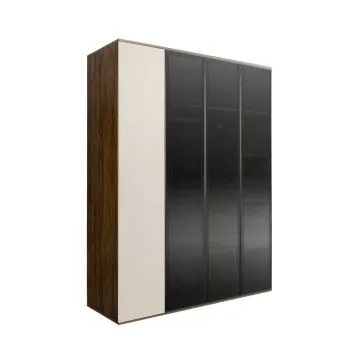 Шкаф 4-х дв. Bogemia Woodline Air (Слоновая кость/Черный) БМШ2/4(3)