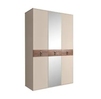 Шкаф 3-х дверный с зеркалом Bogemia Wood Fa (Ваниль/Хром) БМШ1/3(Wo)