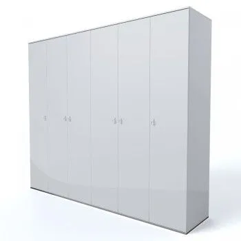 Шкаф 6-ти дверный Римини (Белый/Серебро) РМШ2/6