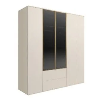 Шкаф 5-ти дв. с ящиками Bogemia Air (Слоновая кость/Золото) БМШ2/52(2)