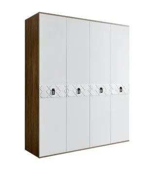 Шкаф 4-х дверный Bogemia Woodline Fa (Белый/Черный) БМШ2/4