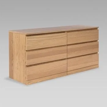 Комод Варма Прайм, 6 ящиков, горизонтальный, 160х77х48 см, шпон натурального дерева, дуб беленый