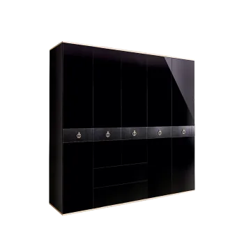 Шкаф 5-ти дверный с ящиками Римини СОЛО (Черный/Серебро) РМШ2/51(s)