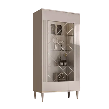 Витрина 2-ств. Римини СОЛО (Бежевый/Золото) (Левая) РМВ2-2С(s)