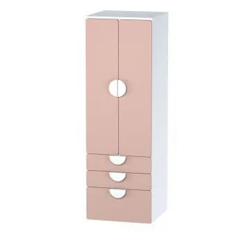 Шкаф распашной Пикси, с двумя дверьми, тремя выдвижными ящиками и полкой 60x57x180, мечтательный пион