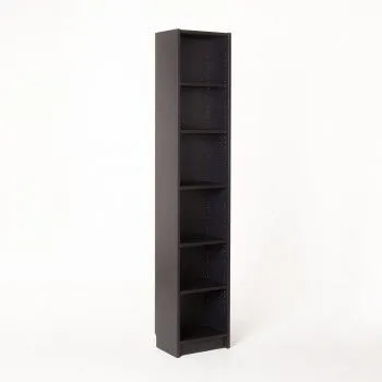 Стеллаж Варма, 6 полок, 38х198х28 см, шпон ясень, черный