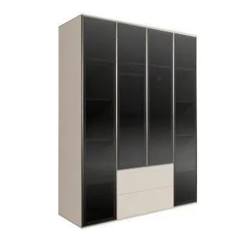 Шкаф 4-х дв. с ящиками Bogemia Air (Слоновая кость/Серебро) БМШ2/42(4)