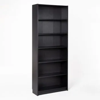 Стеллаж Варма, 6 полок, 78х198х28 см, шпон ясень, черный