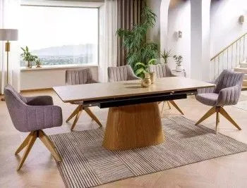 Стол обеденный Signal MONACO 160 (травертин/дуб)