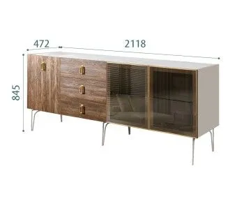 Комод 2.1м Bogemia Wood Fa (Шелк) (Novabuk/Золото) БМКМ-5(Wo)[5][10]