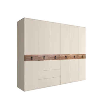 Шкаф 6-ти дверный с ящиками, Bogemia Wood Fa (Слоновая кость/Черный) БМШ2/61(Wo)