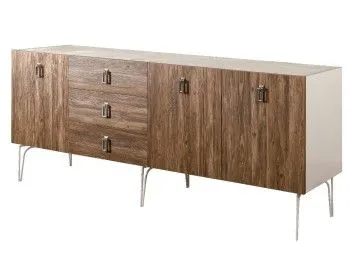 Комод 2.1м Bogemia Wood Fa (Слоновая кость) (Novabuk/Хром) БМКМ-5(Wo)