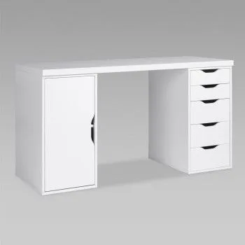 Стол письменный Ингар, с дверцей и 5 ящиками, 140x75x55, белый