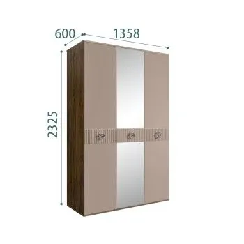 Шкаф 3-х дверный с зеркалом Bogemia Woodline Fi (Мокка/Хром) БМШ1/3