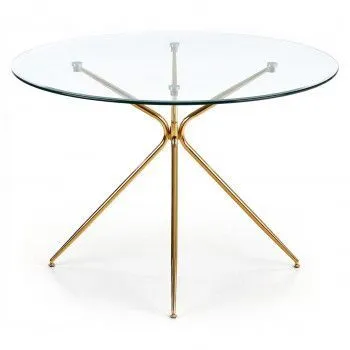 Стол обеденный Halmar RONDO (прозрачный/золотой)