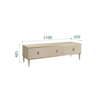 Тумба под телевизор 3 ящика Римини СОЛО (Ваниль/Золото) РМТ-4(s)
