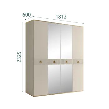 Шкаф 4-х дверный с зеркалом Римини СОЛО (Ваниль/Золото) РМШ1/4(s)
