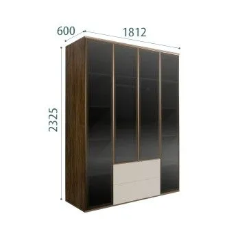 Шкаф 4-х дв. с ящиками Bogemia Woodline Air (Шелк/Золото) БМШ2/42(4)