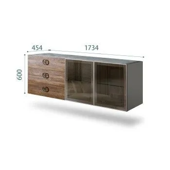 Комод 1.6м Bogemia Fly Wood Fi (Серый) (Novabuk/Хром) БМКМ-4[5]