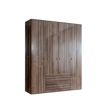 Шкаф 4-х дверный с ящиками Римини (Орех империя/Золото) РМШ2/41