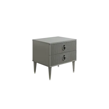 Тумба прикроватная 2 ящика Римини СОЛО (Серый/Серебро) РМТП-2(s)