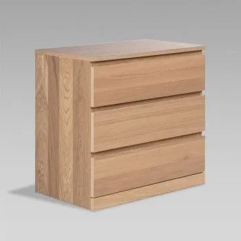 Комод Варма Прайм, 3 ящика, 80х77х48 см, шпон натурального дерева, дуб беленый