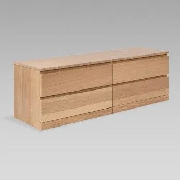 Комод Варма Прайм, 4 ящика, горизонтальный, 160х54х48 см, шпон натурального дерева, дуб беленый