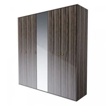 Шкаф 5-ти дверный с зеркалом Римини (Орех империя/Золото) РМШ1/5