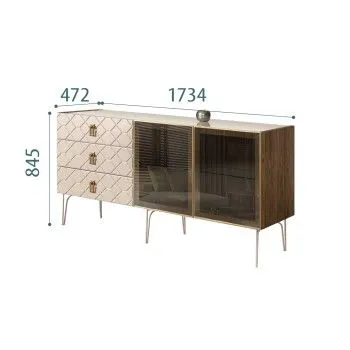 Комод 1.6м Bogemia Woodline Fa (Ваниль) (Lakobel/Золото) БМКМ-4[5]