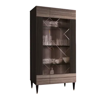 Витрина 2-ств. Римини СОЛО (Орех империя/Золото) (Левая) РМВ2-2С(s)