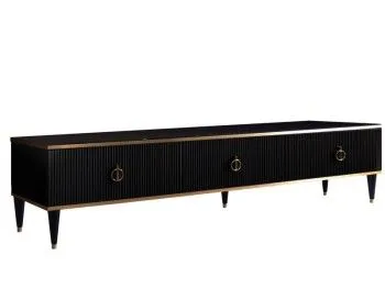 Тумба под телевизор 3 ящика Римини СОЛО (Черный/Золото) РМТ-4(s)[10]