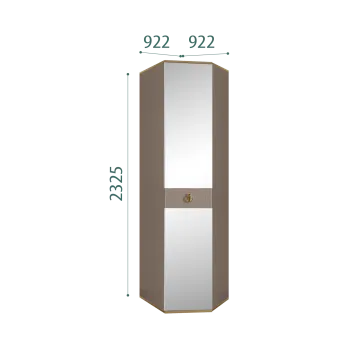 Шкаф угловой с зеркалом Римини СОЛО (Мокка/Золото) РМШУ1/1(s)