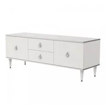 Тумба под телевизор Римини (Белый/Серебро) РМТ-3