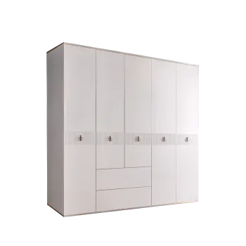 Шкаф 5-ти дверный с ящиками Римини СОЛО (Белый/Серебро) РМШ2/51(s)